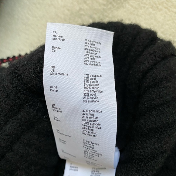 MAJE Contrasting ribbed cropped cardigan - Black with red and white trimming - Picture 8 of 8